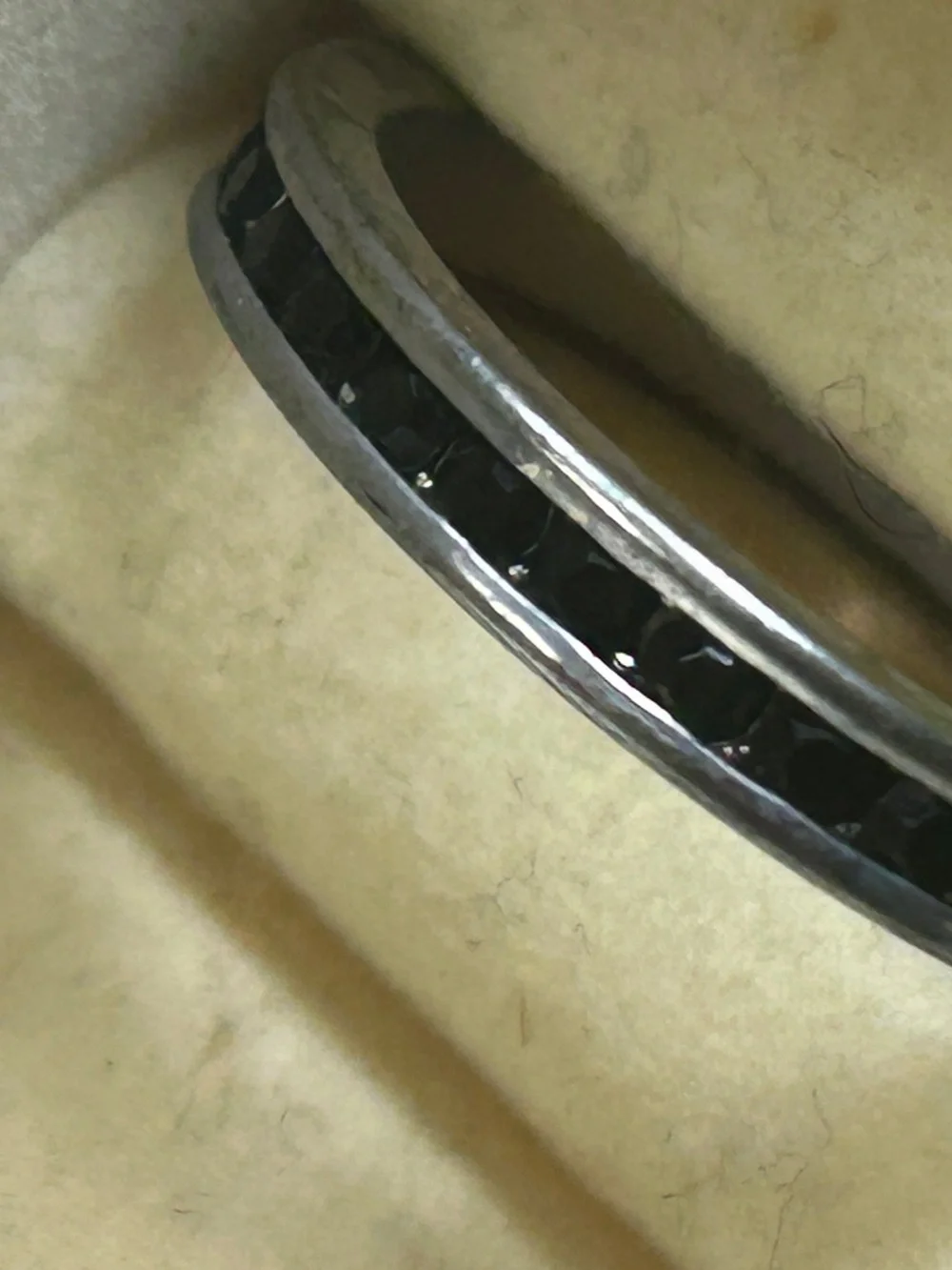 Sleek Black Faceted Inlay Women's Stainless Steel Ring